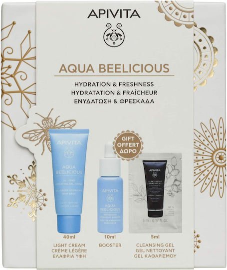 Apivita Aqua Beelicious Skin Care Set for Moisturizing & Facial Cleaning Lightweight Texture 3pcs