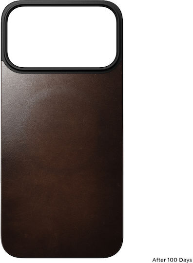 Nomad Magnetic Leather Back Cover iPhone 17 Pro Max Compatible with Magsafe Horween Leather Rustic Brown