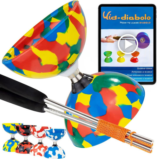 Juggle Dream Diabolo Jester Diabolo & 'Pro Sticks' Multicolored / Silver (Various Designs/Assortment of Designs) 1pc