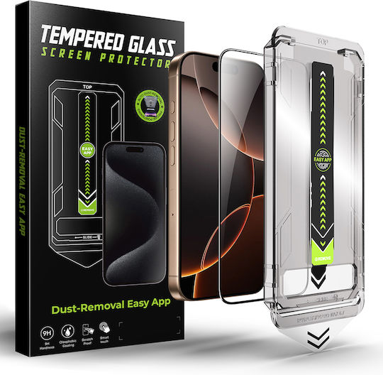 Techsuit Gehärtetes Glas Schwarz (iPhone 17 / 17 Pro / 16 Pro)