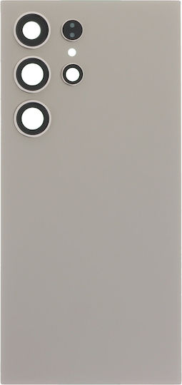 Battery Cover Battery Door + Battery Door Adhesive + Back Camera Lens Bezel Gray for Galaxy S24 Ultra