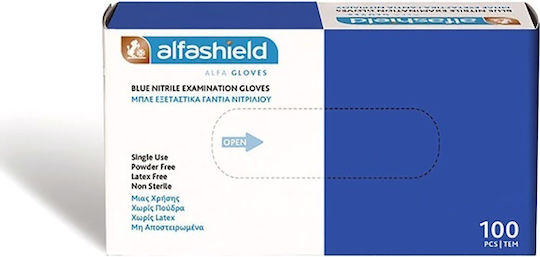 Karabinis Medical Alfa Γάντια Νιτριλίου Χωρίς Πούδρα σε Μπλε Χρώμα 100τμχ