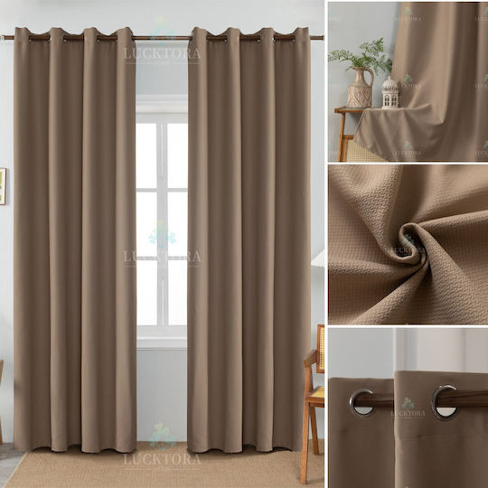 Lucktora Vorhang Verdunkelung mit Grommet Braun LCT-8182 140x265cm