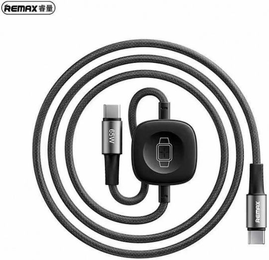 Remax Плетена USB 2.0 Кабел USB-C мъжки - USB-C мъжки 65W Черен