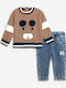 Kids' Set with Pants Winter 2pcs Brown Blouse