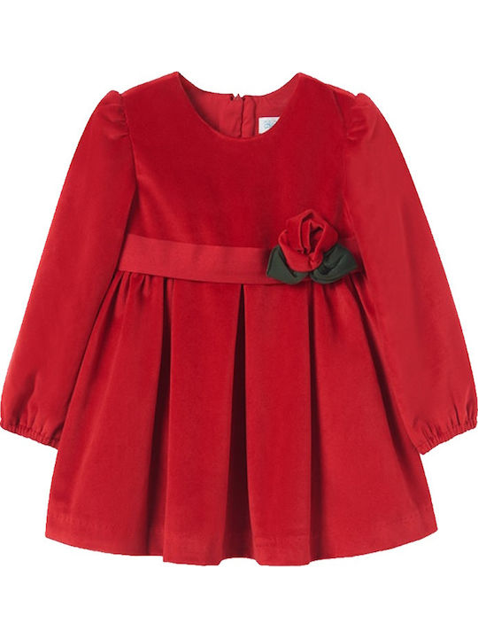 Abel & Lula Kinderkleid Langärmelig Samt Red