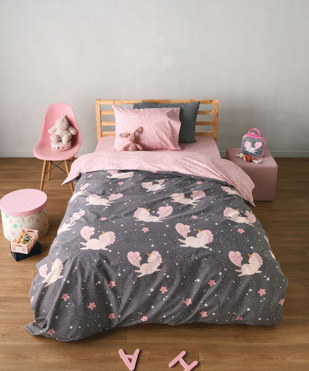 Kentia Σετ Σεντόνια Μονά Βαμβακερά Nyati Γκρι 160x270cm 3τμχ