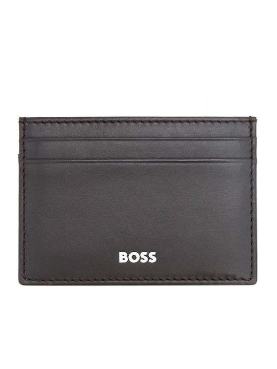 Boss Boss Δερμάτινο Ανδρικό Πορτοφόλι Καρτών Καφέ