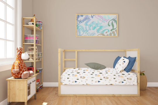 Dimcol Baby Sheet Crib Cotton Fitted Green 70x140cm
