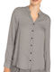 Langärmelig Damen Satin,σατεν Hemd Black