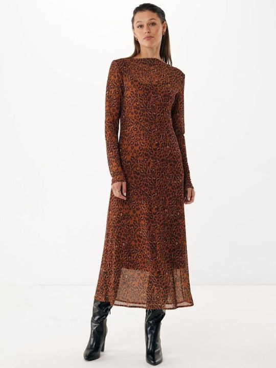 Rochie Midi De Seară Cu Plasă Leopard