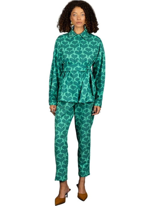 Damen Stoff Hose Green