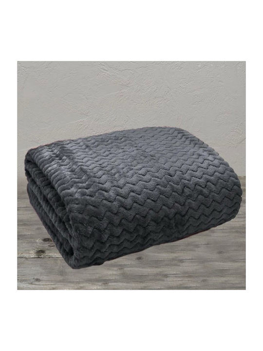 SpitiBazaar Κουβέρτα Fleece Διπλή 215x230εκ. Ανθρακί