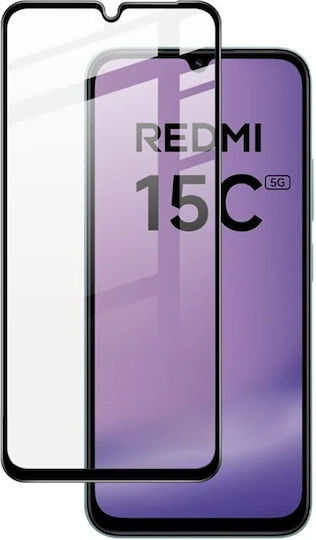 Vollkleber Vollflächig gehärtetes Glas Schwarz (Redmi 15C 4G)