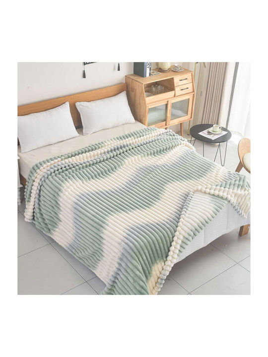 SpitiBazaar Pătură Catifea Extra-dublă 220x240cm Βεραμάν - Λευκό
