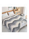 SpitiBazaar Blanket Velvet Queen 220x240cm Ανοιχτό Γκρι - Λευκό