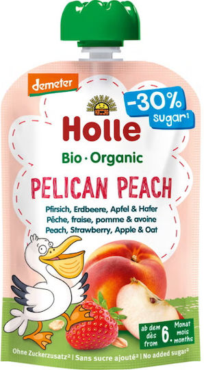 Holle Fruit-Vegetable Puree Pelican Peach Fruit Puree with Flavor Peach 100gr for 6+ Months