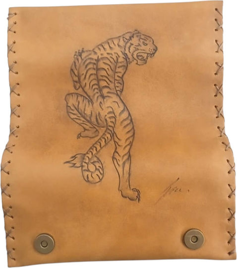Handgefertigte Lederne Tabaktasche mit Tiger-Branding Design in Herstellerfarbe Kpn-1052
