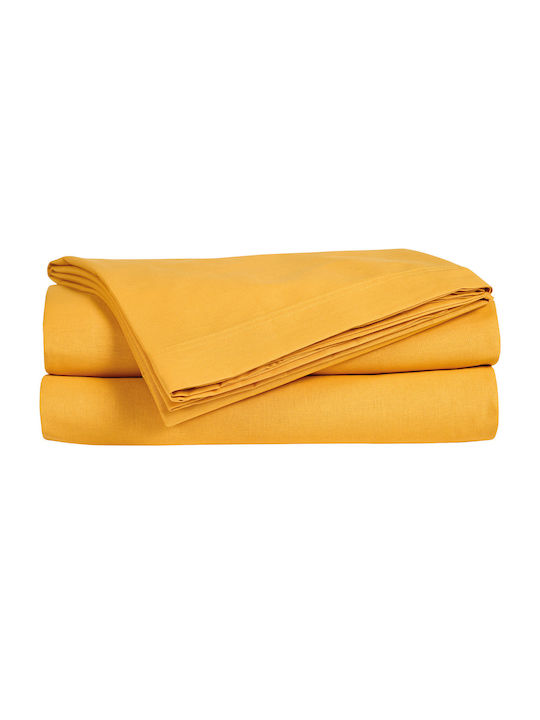 Das Home Best Σεντόνι King Size με Λάστιχο 180x200+35εκ. Κίτρινο