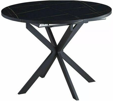 Detroit 115 Round Table Dining Room with Marble Surface Black, Black Marble 75x75cm