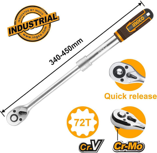 Ingco Double Telescopic Ratchet 1/2" with 72 Blades