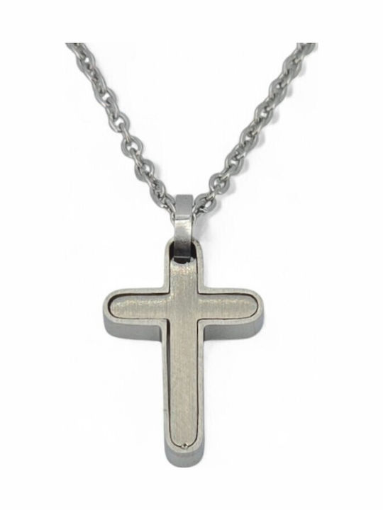 Crucifix Bărbat Din Oțel Cu Lanț