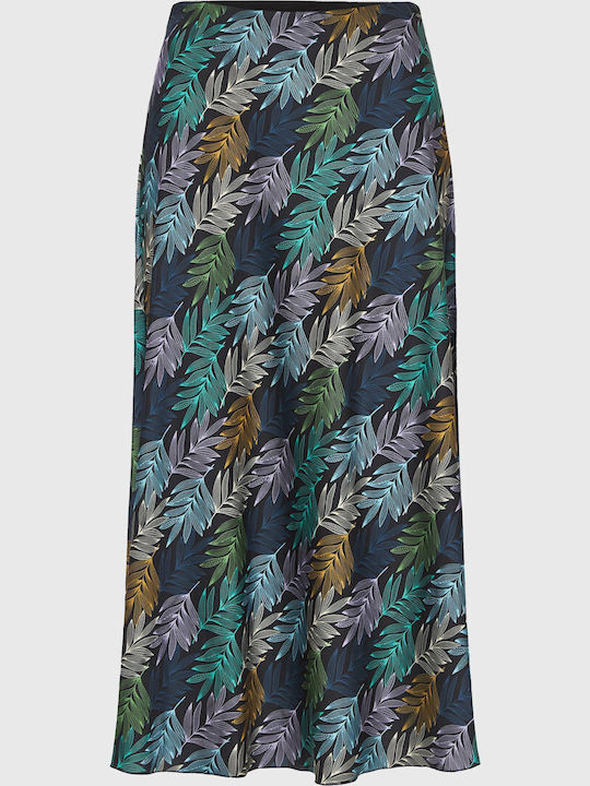 High-waisted Midi Skirt Floral Multicolored