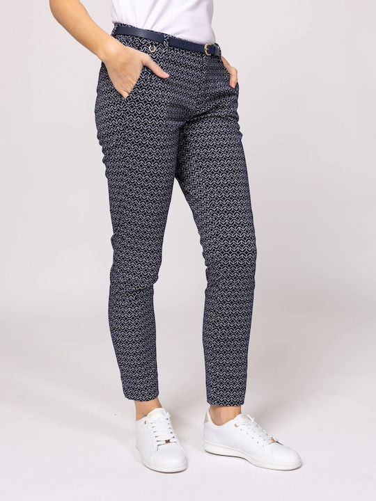 Women's Fabric Trousers Slim Fit Gray