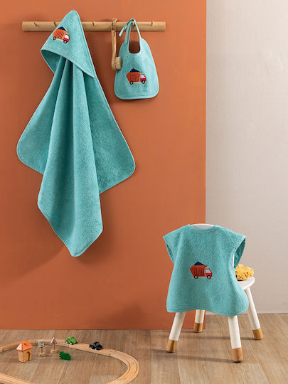 Palamaiki Baby Bath Set Hooded Joia Blue 60x75cm