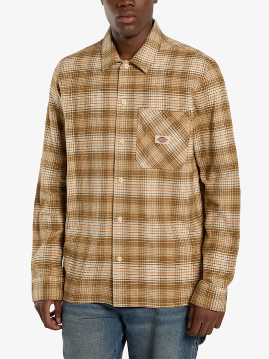 Long-sleeved Shirt Checked Wood Ash