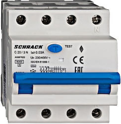 Intreruptor Diferential Rcbo 3p+n 20a 30ma 6ka Curba C Tip A Amparo Ak667820 Schrack