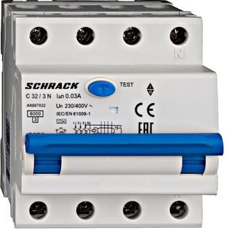 Relee De Fază Rcbo 3p+n 32a 30ma 6ka Curba C Tip A Amparo Ak667832 Schrack