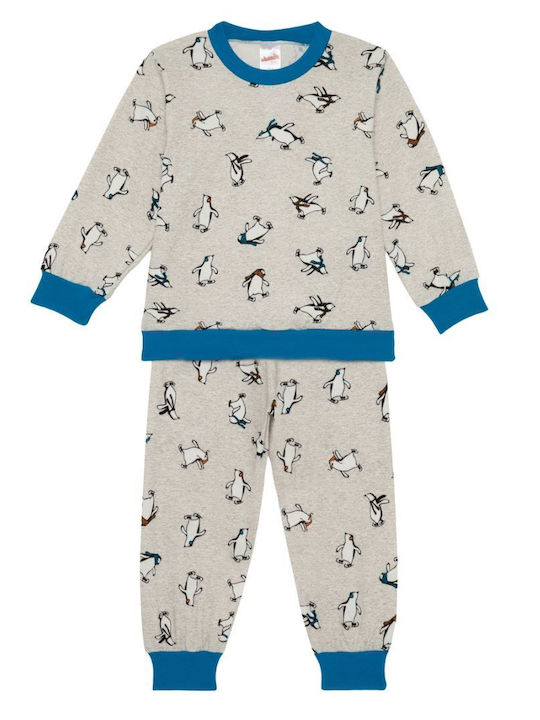 Minerva Kinder Schlafanzug Grey Melange Penguins