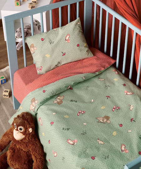 Kentia Baby Duvet Cover Set With Pillowcase Picky Green 100x140cm