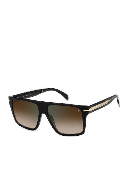 David Beckham Men's Sunglasses with Black Plastic Frame and Brown Gradient Mirror Lens DB 7149/S 807/QY