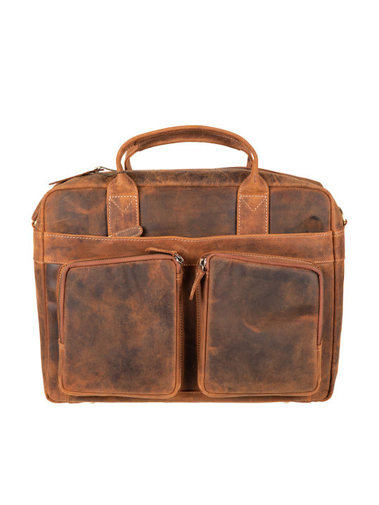 Leather Men's Briefcase Tabac Brown