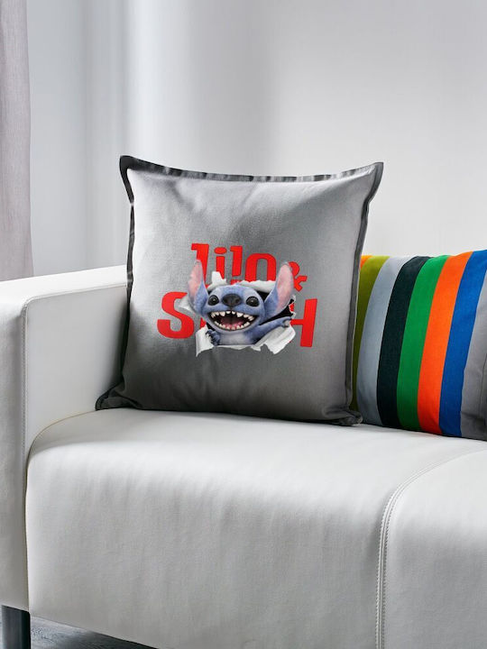 Stitch Movie Възглавница Канапе Сиво 100% Памук...