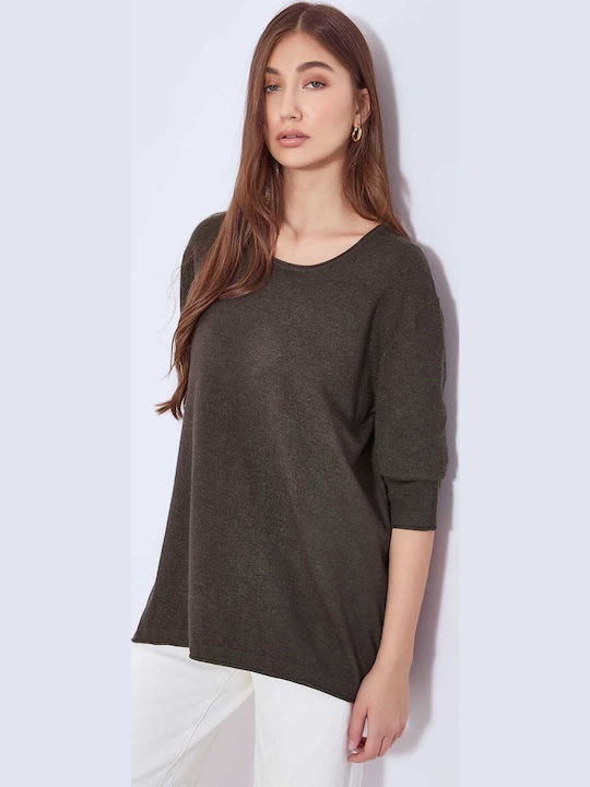 Celestino Women's Sweater Raw Edge Loose Fit Anthracite