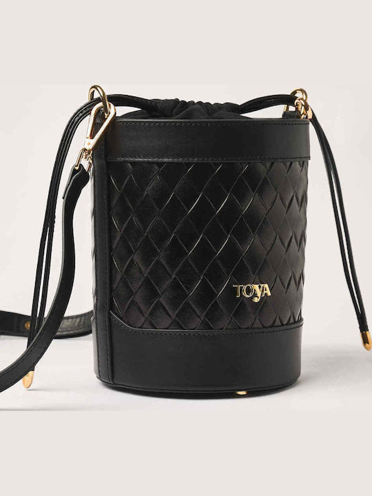 Toya Leder Damentasche Schultertasche Schwarz