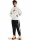 Fleece Kinder-Sweatshirt mit Kapuze und Taschen Weiß