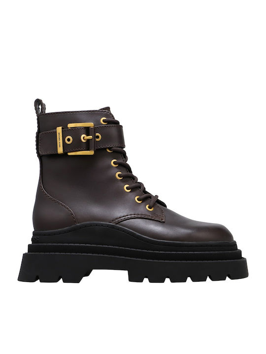 Michael Kors Ghete De Damă Din Piele Maro