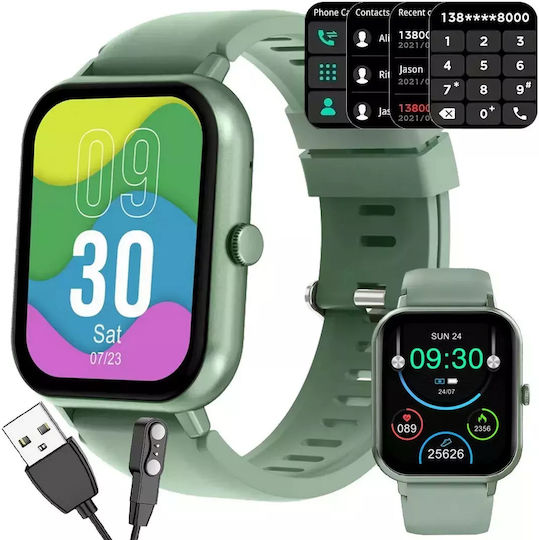 Verk Group 06338 45mm Smartwatch με Παλμογράφο (Πράσινο)
