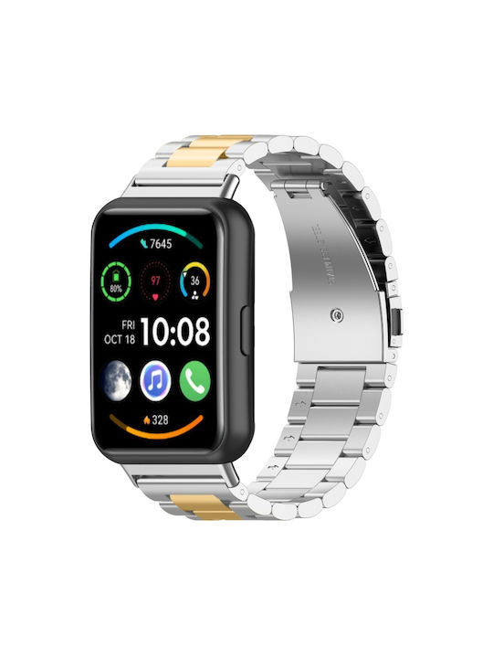 Huawei Watch Fit 2 Watch Band Stainless Steel Three Beads Silver Gold