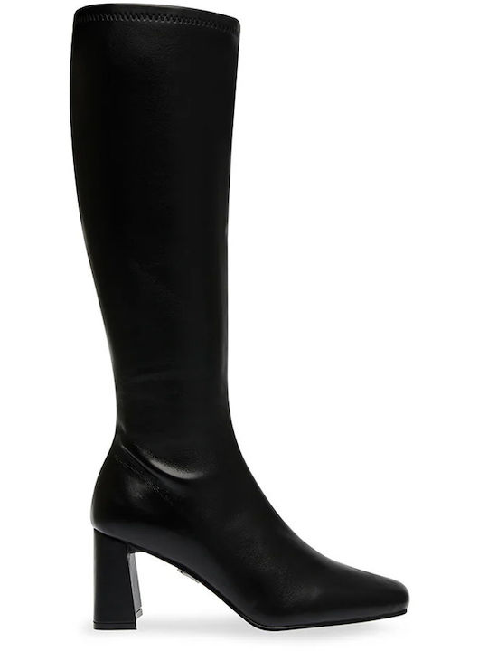 Steve Madden Holly Γυναικείες Μπότες με Μεσαίο Τακούνι Μαύρες