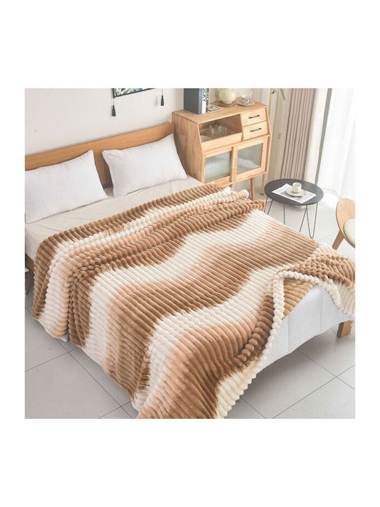 SpitiBazaar Blanket Velvet Single 160x240cm Brown - White