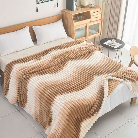 SpitiBazaar Одеяло Велур Единично 160x240см. Brown - White