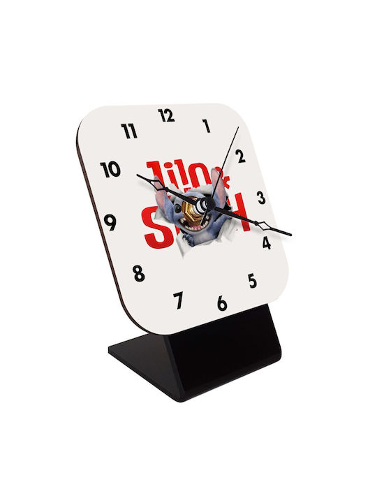 Koupakoupa Stitch Movie Tabletop Clock with Indicators Wooden KP 31506 Clock Desk Square