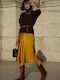 Satin Maxi Skirt Mustard