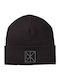 Patch Beanie Unisex Beanie with Rib Knit in Black color