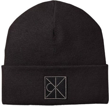 Patch Beanie Unisex Beanie with Rib Knit in Black color